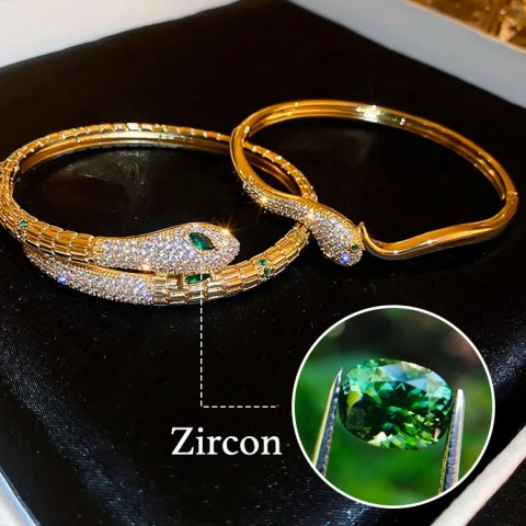 Real gold electroplated zircon snake bracelet