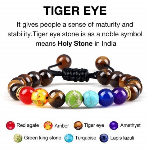 Tiger Eye 7 Chakra Healing Bracelet