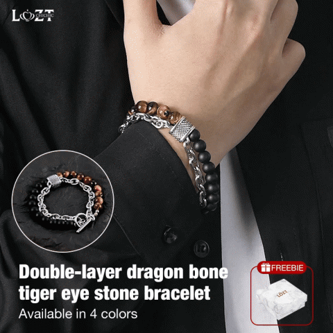 Double-layer dragon bone tiger eye stone bracelet