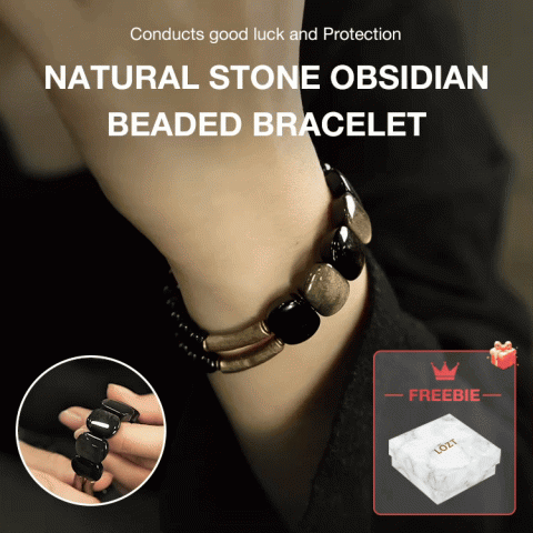 Natural Stone Obsidian Beaded Bracelet