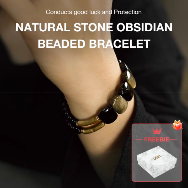 Natural Stone Obsidian Beaded Bracelet..