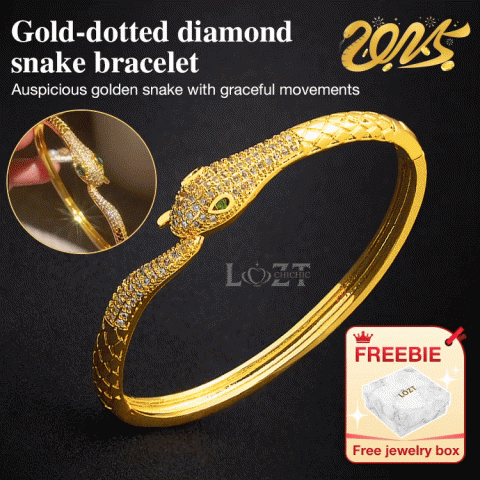 Gold-dotted diamond snake bracelet