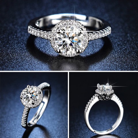 Classic 1 carat Moissanite diamond ring