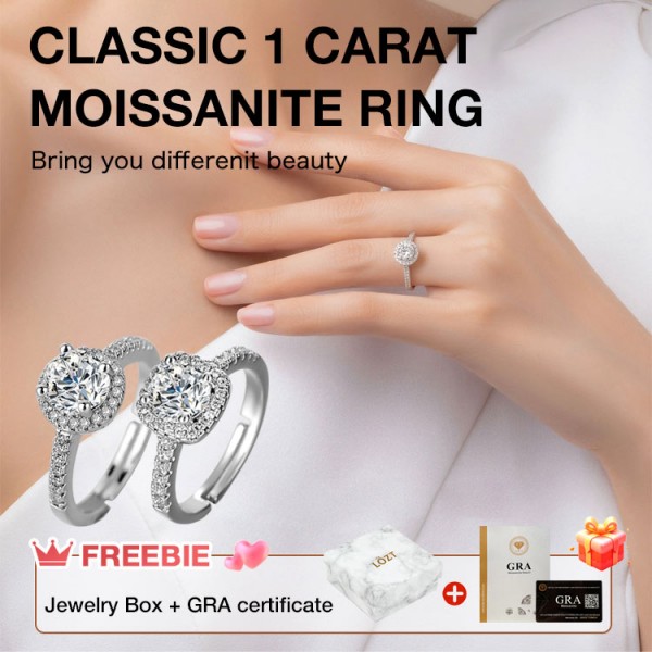 Classic 1 carat Moissanite diamond ring..