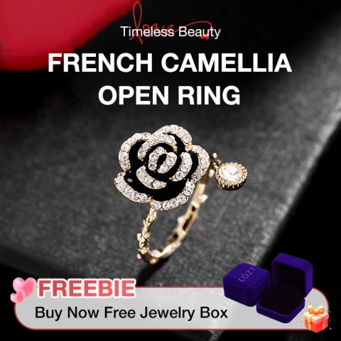 French Camellia Open Ring