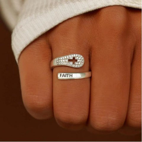 "FAITH" Christian Ring in Zircon & 925 Sterling Silver