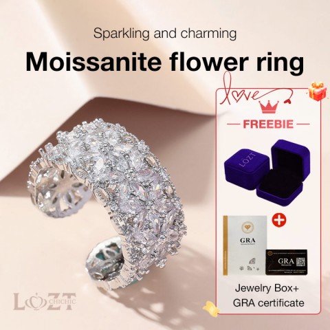 Moissanite flower ring