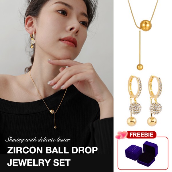 Zircon ball drop earrings