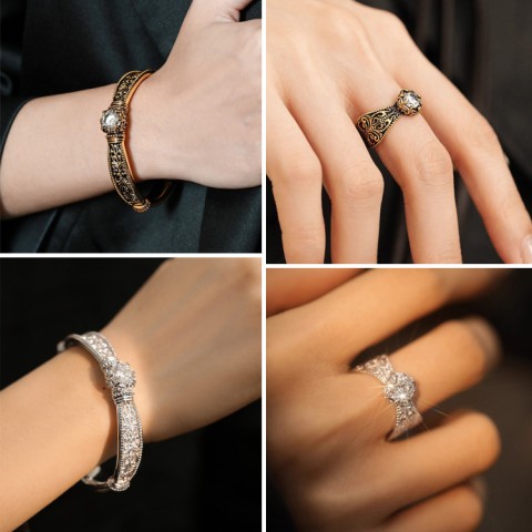 Moissanite exquisite arabesque relief bracelet