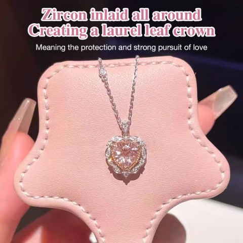 Pink Diamond Heart Necklace Ring Set