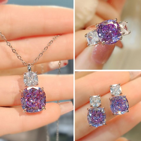 Purple Diamond Starry Sky Colored Gem Set