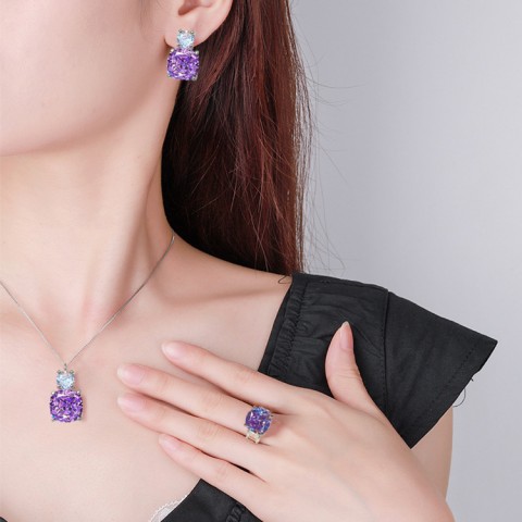 Purple Diamond Starry Sky Colored Gem Set