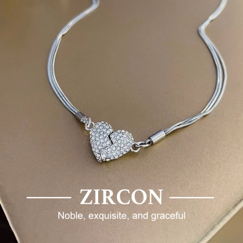 Luxury Zircon Heart Magnet Necklace