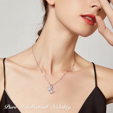 White Gold Double Swan Necklace