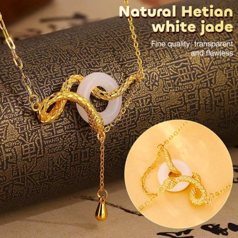 Auspicious Snake Hetian Jade Necklace