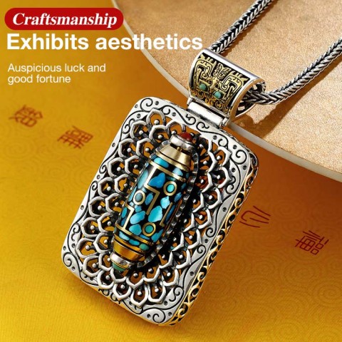 Wanfo Chaozong Turquoise Rotating Bead Pendant