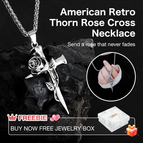 American Retro Thorn Rose Non-Fading Cross Necklace