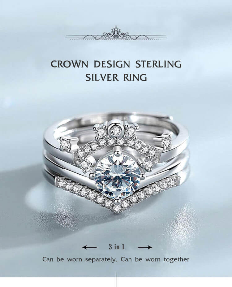 3in1 crown design ring 3in1 S925 sterling silver ring 