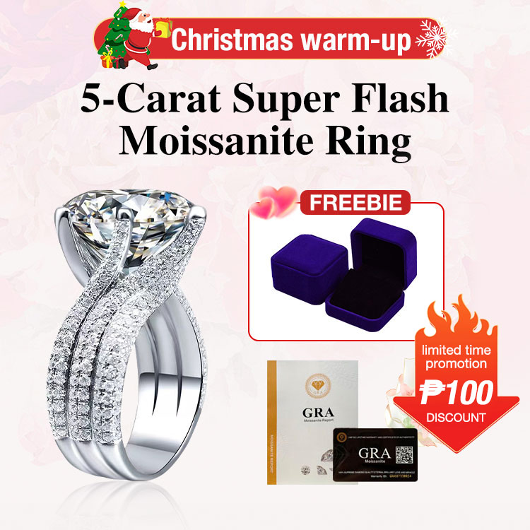 Christmas promotion-Best Gift For Her - 5-Carat Super Flash Moissanite Ring - Free gift box. GRA Certified. Adjustable size