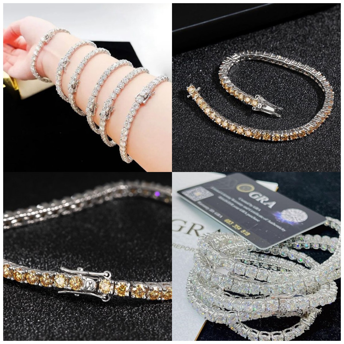 Christmas Season Promo - Sparkling 3MM Moissanite Tennis Bracelet with free jewelry box - Chain length 20cm. GRA Certified - Shipping from Manila