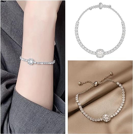 Easter promo  - Moissanite Bracelet with free premium gift box and GRA certificate - Adjustable chain length, 2 styles available