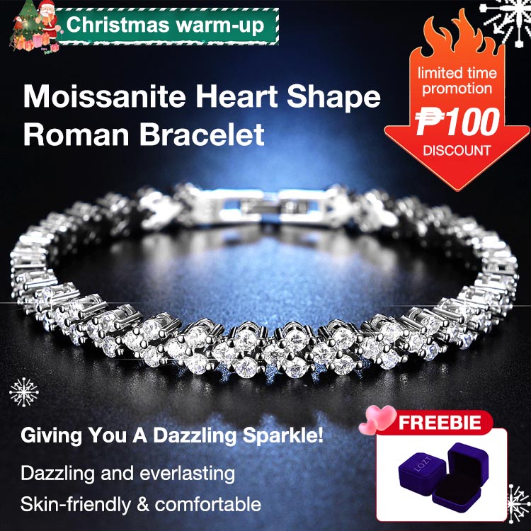 Christmas sale limited time discount of ₱100 - Moissanite Heart Shape Roman Bracelet with free jewelry box Gra certificate - 2 colors available