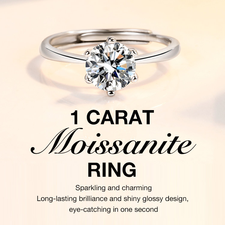 Valentine Day Promotion to save 150p now - Heart diamond jewelry box with 1 carat Moissanite ring - Gifts for Family and Friends