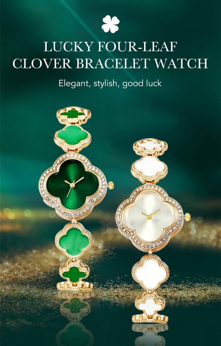 Women's Watch Luxury Rhinestone Clover Pointer Quartz Watch - Temu