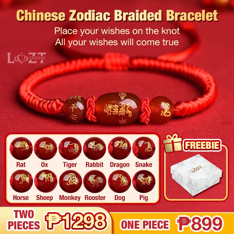 New Year Sale - Buy more ₱649 each - Wear a red string braided bracelet with the twelve zodiac signs - bring a year of good luck and health.	