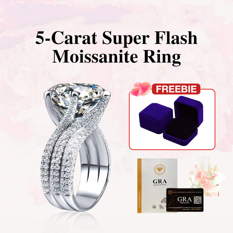 Adjustable 5-Carat Super Flash Moissanite Ring - Free gift box. GRA Certified. Shipping from Manila
